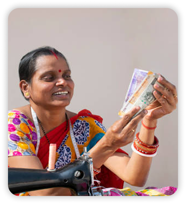 Woman with currency notes